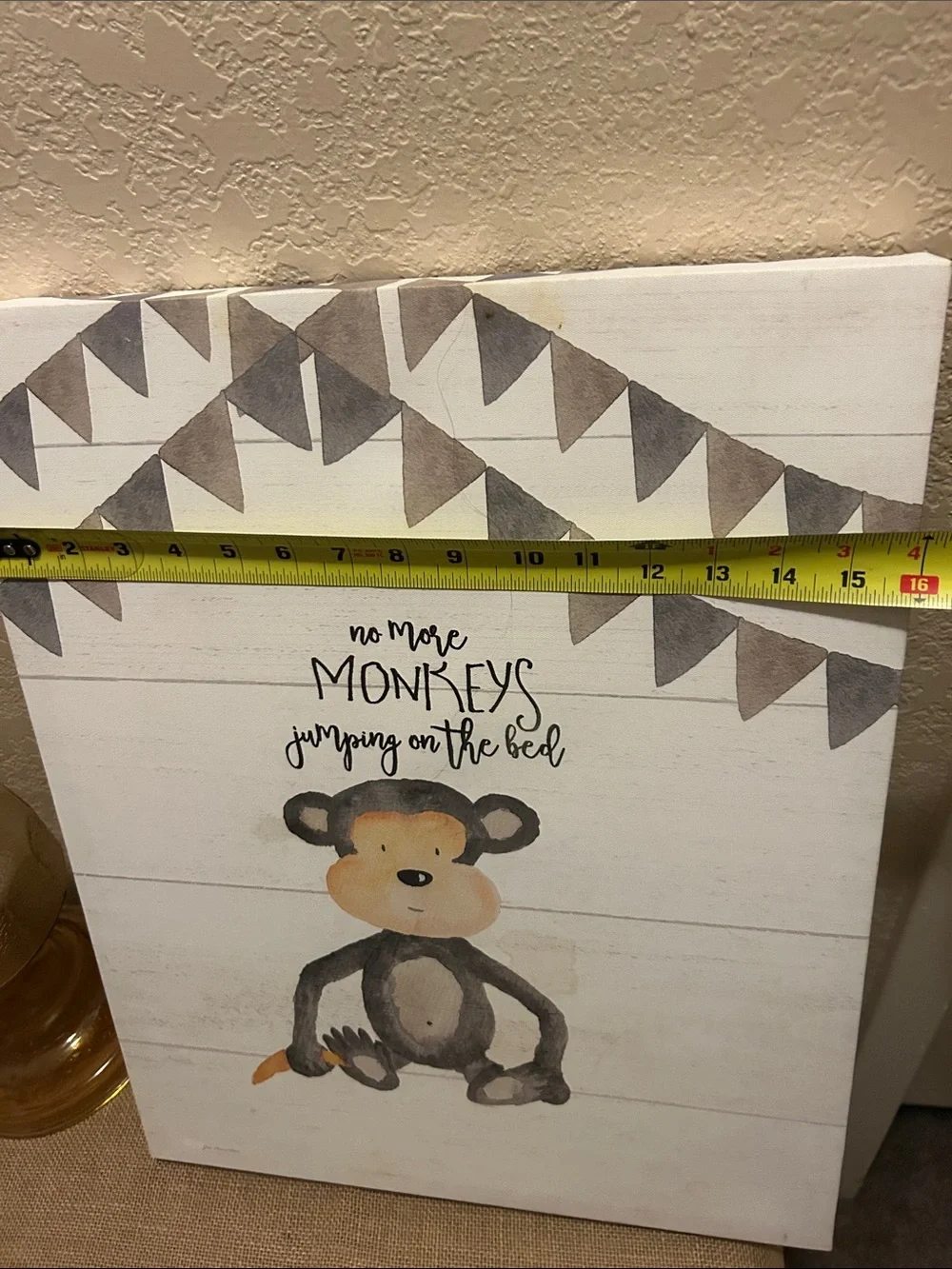 No More Monkeys Wall Art Canvas - Neutral Brown and Gray Nursery Decor